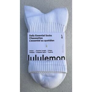 NWT Lululemon Daily Essential Socks 3 Pack White Lavender Unisex L